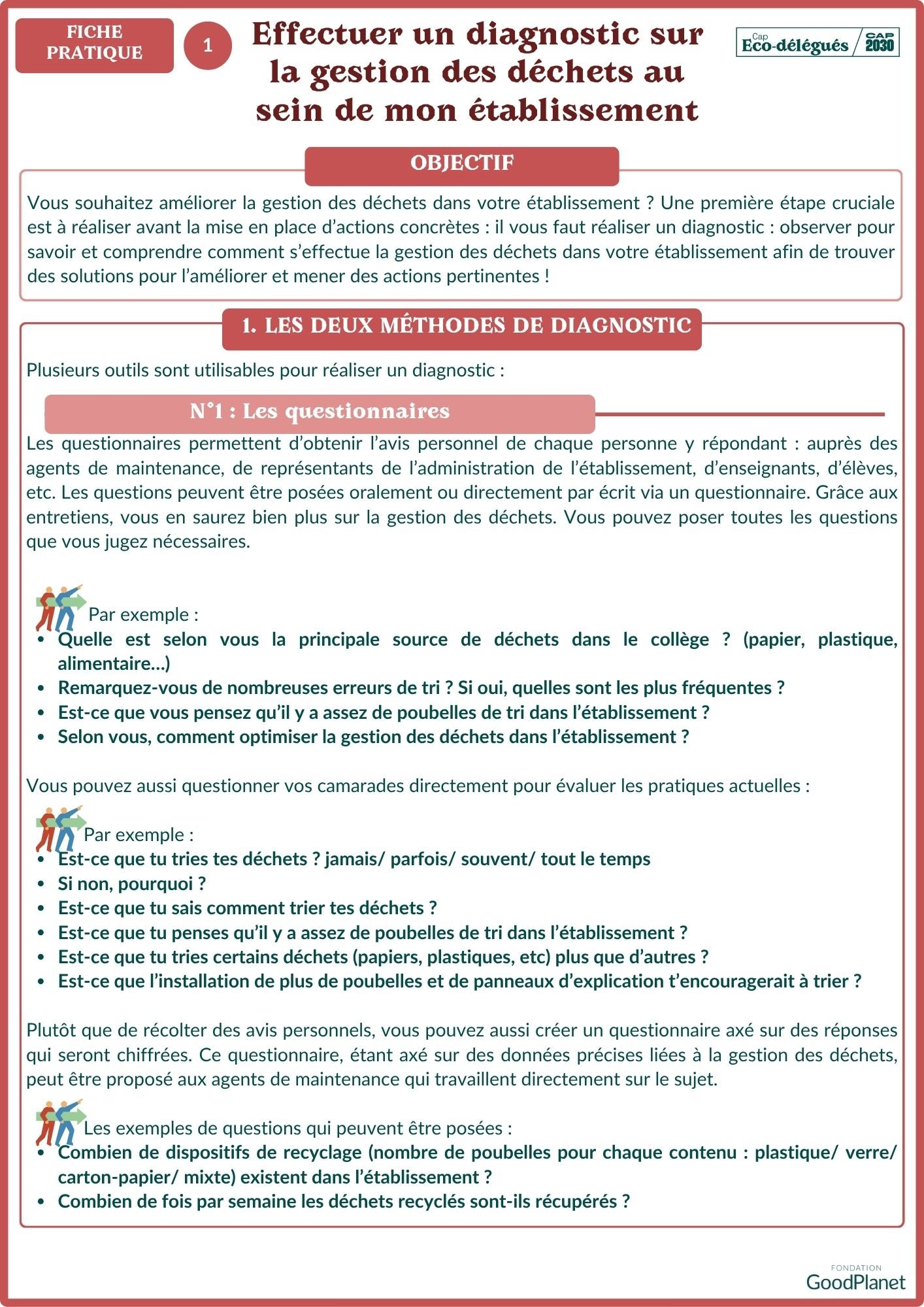 Effectuer un diagnostic sur la gestion des déchets au sein de mon établissement