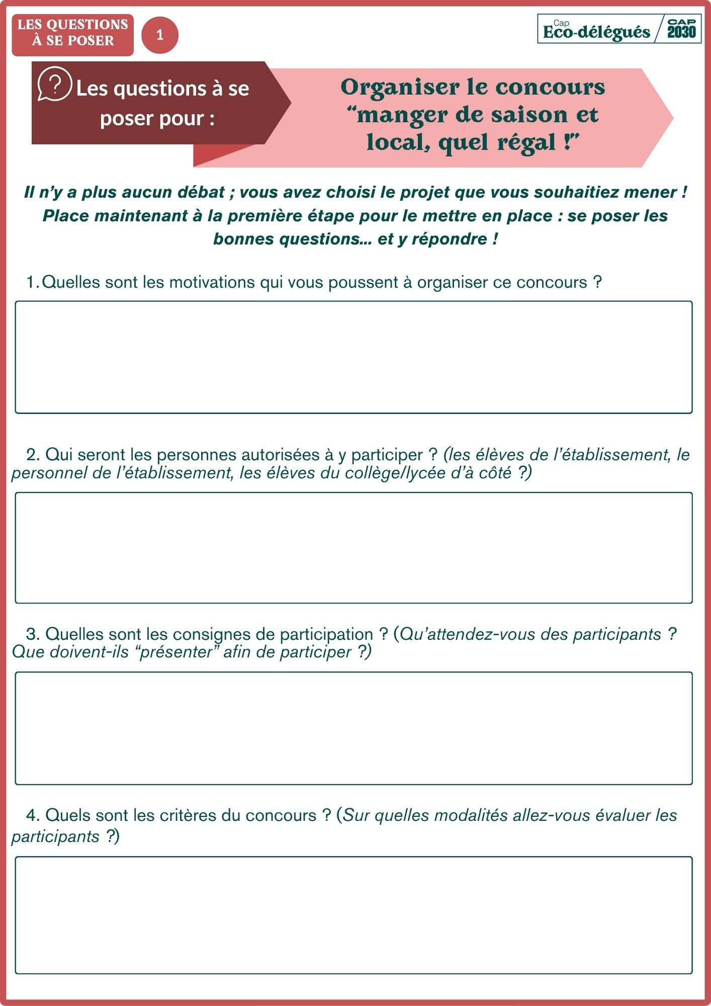 Organiser le concours  manger de saison et local, quel régal !